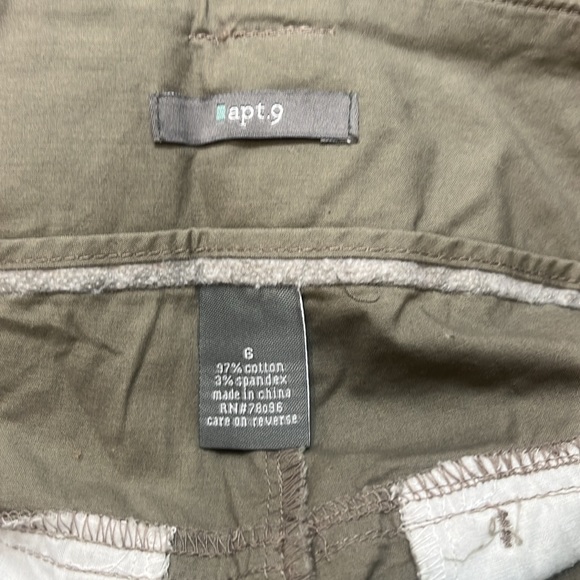 Apt.9 army green shorts, size 6, excellent condition. - Picture 6 of 6
